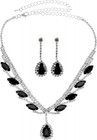 3-piece Black Rhinestone Jewelry Set For Women     Necklace   Earrings For Bridal
