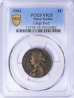 1861 Nova Scotia Canada Cent Victoria Pcgs Vf-35 Bn Penny Large Bud
