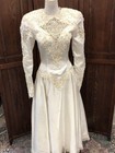 Vintage Wedding Dress   Keyhole Back   Dangling Pearl Trim   Fairy   Cottagecore