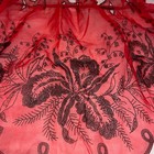 Vintage 1950s Red Sheer Hostess Half Apron Black Flocked Glitter Floral Mcm