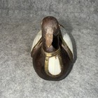 Vintage Indian Carved Wooden Duck With Mother Of Pearl Inlay Ornate Brass