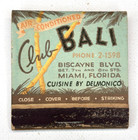Club Bali Cocktail Lounge Feature Matchbook Miami Florida Dancing Girls Vintage