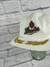 Vintage 1980s Stroh s Beer Brewery Mesh Snapback Trucker Hat Cap White With Gold