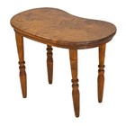 Vtg 1940s Kidney Shaped Birds Eye Maple Vanity Bench Stool W  Turned Wood Legs