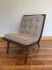 Mcm Mid-century Modern     Carter Brothers Plywood wood Scoop Chair 1950 s    grey