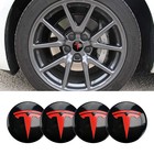 Wheel Cover Center Emblem Stickerfor Model 3 Model Y Hubcaps Wheel Rim Black red