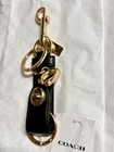 Nwt Coach Leather Trigger Snap Bag Charm Black Valet Key Ring Fob