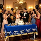 3 Pack Graduation Tablecloth - Congrats Grad Table Cloths  Plastic Blue
