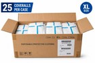 Disposable Coveralls Xl Case Of 25 With Hood   Boots Ppe Protective Suit