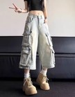 Men s Retro Denim Pocket Jeans Shorts Overalls Short Cargo Pants Casual Shorts
