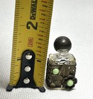 Vintage Glass Perfume Bottle Miniature Green Stones West Germany  Floral