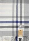 Men s Winter Scarf  Check-plaid Blue gray White cashmere Feel warm Soft