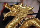 China Brass Fengshui Wealth Lucky Zodiac Year Animal Loong Dragon Statue