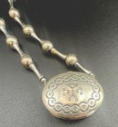 Vintage Estee Lauder 1973 Moonsilver Perfume Locket Pendant Necklace Collectible