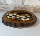 Hand Carved Wood Tree Slice Racoon Wall Hanging Cabin Rustic Decor 8 75x9 5x1