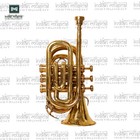 Pocket Trumpet Brass Musical Instrument With Mouthpiece And Hard Case 