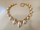 Vintage Trifari Tm Grand Parure Jewelry Set  Cream   Gray Enamel Amphoras 