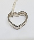 Silver Heart Shaped Pendant Made From Us State Quarter  Coin Ring 24 In Chain