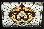 Beautiful Vintage Stained Leaded Glass Transom Window Victorian Style 29 x20 