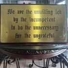 Vintage Engraved Brass Wood Wall Hanging Plaque Funny Saying Sign Gift 12 X 7   