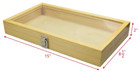 Glass Top Natural Wood Jewelry Display Case Velvet Pad Jewelry Tray Collectibles