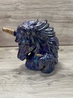 Vintage Unicorn With Baby  Blue Iridescent Pearl Fantasy 7    Ceramic Figure W Box