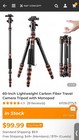 K f Concept 60  Carbon Fiber Camera Tripod Compact Travel W  360   Ball For Dslr