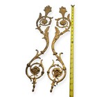 Pair Antique Victorian Ornate Brass Door Plate Art Nouveau Scrolls Torch 23  L