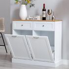 Kitchen Tilt Out Trash Recycling Cabinet With Drawer   Removable Cutting Board