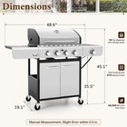 Propane Gas Grill 4 Burners Stainless Steel Cooking Grill Outdoor Bbq 48000 Btu