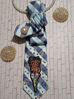 Women   s Light Blue navy Plaid Neck Tie Rhinestone Betty Boop Cartoon One Size