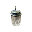 Antique English Silver Plated Crystal Mustard Pot