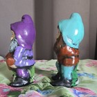 Vintage 1970s Ceramic Garden Gnomes Set Of 2 Hand Painted Kitsch Alberta Mold