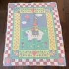 New Handmade Carol Eldridge Bunny Riding Lamb Baby Blanket Vintage Quilt 41x34