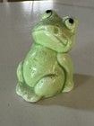 Vintage Miniature Ceramic Glazed In Light Lime Green Frog Figurine 1 5 