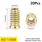 20 Pcs Threaded Insert  Hex Drive Threaded Inserts For Wood  Furniture Nuts  Hex