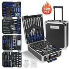 Silver 909pcs Mechanics Tool Kit Socket Wrenches With Rolling Trolley Case