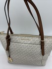 Michael Kors Ciara Large Top Zip Tote Bag Shoulder Purse Vanilla Acorn Monogram