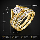 2 10ct Princess Cut Stainless Steel Ring Set 14k Gold Plated Wedding Engagement 