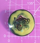 Vintage Copper Modernist Art Enamel Yellow Round Pin Brooch Mcm Swirl