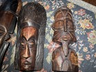 Lot Of 4 Vintage Wooden Hand Carved Face Mask Tribal Folk Art D  cor Wall Ghana