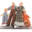 Vintage Lundby Mcm Dollhouse Family Set Of 4 Dolls Flexible Limbs 1 12 Scale