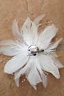 Bridal White Feather Fascinator Flower Pearl Hair Barrette Bird Cage Veil Clip 