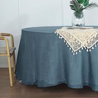 Blue 120  Round Premium Faux Burlap Polyester Tablecloth Wedding Party Linens