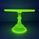 Vintage Mosser Uranium Glass 12  X 9  Cake Stand No Chips No Cracks