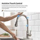Brushed Nickel Touch Sensor Kitchen Faucet Sink Pull Down Sprayer Swivel Faucet
