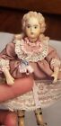 Vintage Artisan Bisque Dollhouse Miniature Victorian Girl Doll Blonde Curls 4 5 