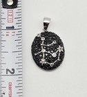 Vtg Sterling Silver Zodiac Aquarius Stars Sign Black Gemstone Inlay Pendant 5 2g