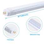 T8 F96 T12 Led 8ft 5000k Led Shop Light Fa8 Single Pin Led Tube Lamp Light Bulbs