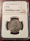 1957 Melbourne Silver Proof Set   2 -  pf65   1 -  pf65    6d  pf66    3d  pf66 